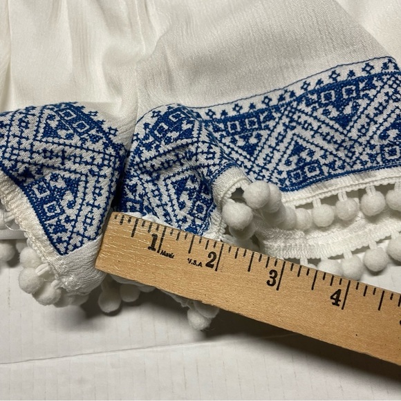 High Waist White and Blue Athletic Shorts - Picture 9 of 9